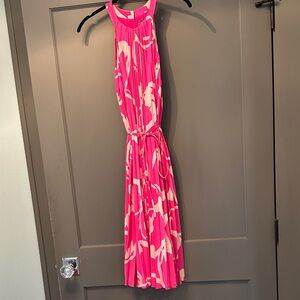 Vince Camuto Pink and White Floral Midi Dress